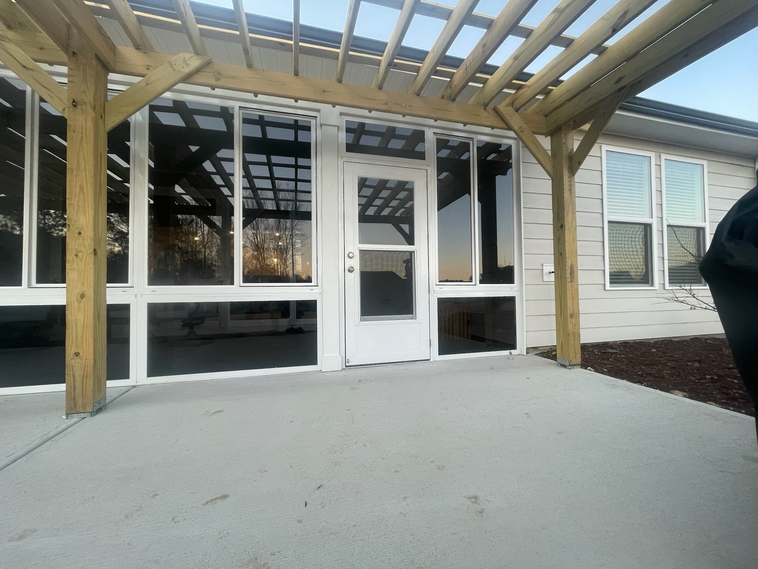 Completed CWS side-sliding glass porch enclosure.